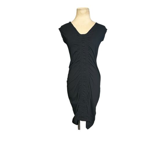 FP Beach black cap sleeves ruched mini dress size Medium - Picture 10 of 15